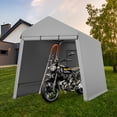 thumbnail image 4 of Lumiparty 6x8 FT Outdoor Storage Shelter Tent, Waterproof Portable Carport with Roll-Up Door & Vents, Storage Shed for ATV, Motorcycle, Bike, Lawn Equipment & Garden Tools, Gray, 4 of 12