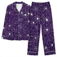 thumbnail image 6 of Feancey Halloween Pajamas Pant Sets Women Cute Ghost Print Pjs 2 Piece Set Holiday Casual Long Sleeve Button Down Sleepwear Lounge Outfits Purple S, 6 of 7