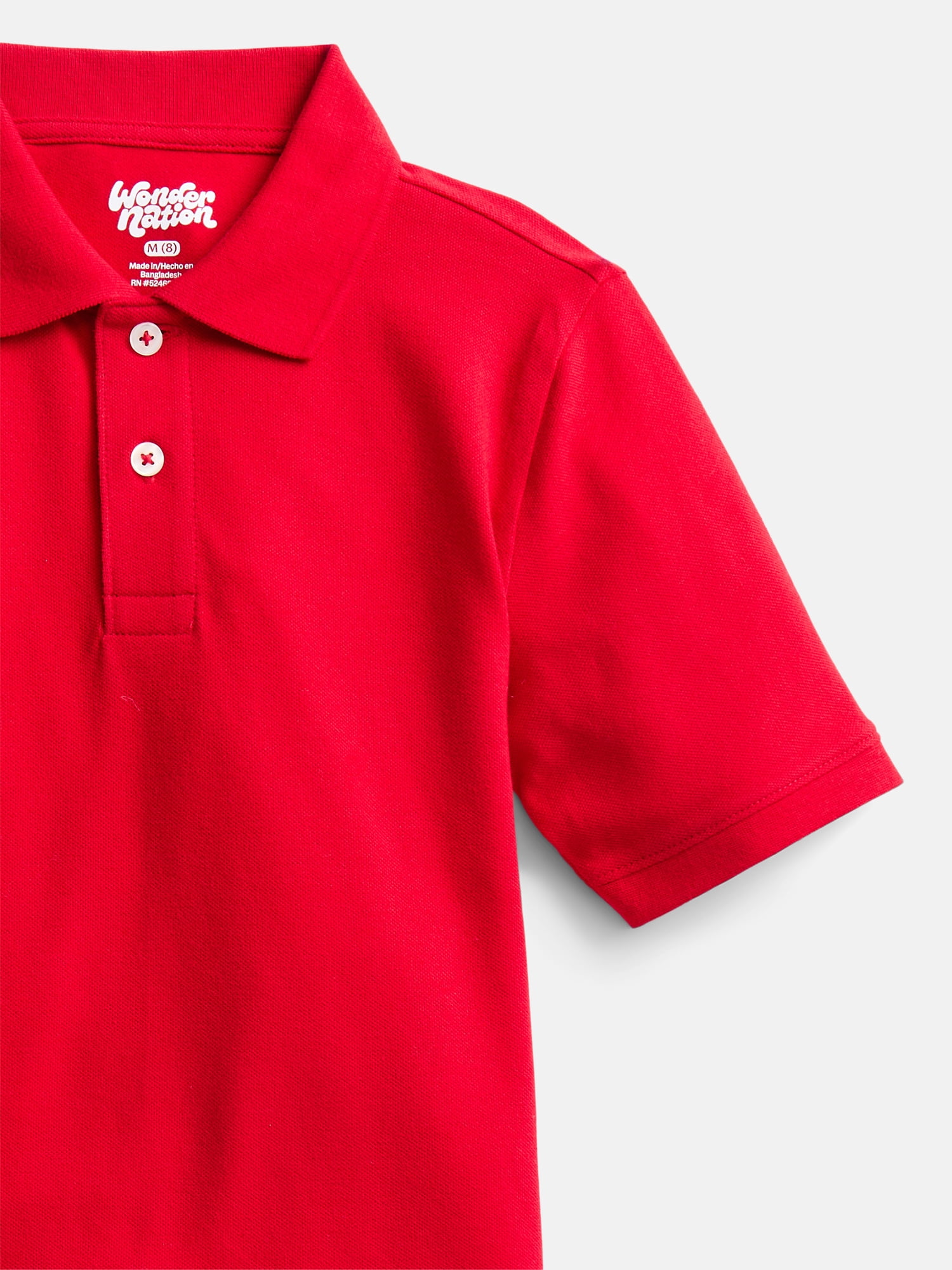 Wonder Nation Boys School Uniform Pique Polo Shirt with Short Sleeves, Size 4-18