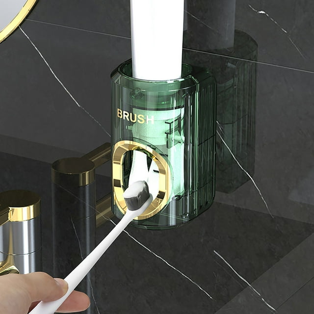 Vrorvz Automatic Toothpaste Dispenser Wall Mounted Toothpaste Squeezer Rack Hassle Free Cleaning for Bathrooms Easy Use All Toothpaste Types Long Lasting Translucent Design