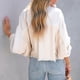 thumbnail image 4 of Chaqueta de punto de gofre para mujer Top de manga larga con botones Estilo Ins Abrigo de costura de moda informal Albaricoque XL, 4 of 6