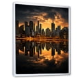 thumbnail image 2 of Designart "Miami City Skylines in Yellow Black" Cityscapes Floater Framed Canvas Wall Art, 2 of 7