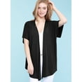 thumbnail image 3 of Made by Johnny Women's Kimono Style Short Sleeve Dolman Cardigan XXXL BLACK, 3 of 6