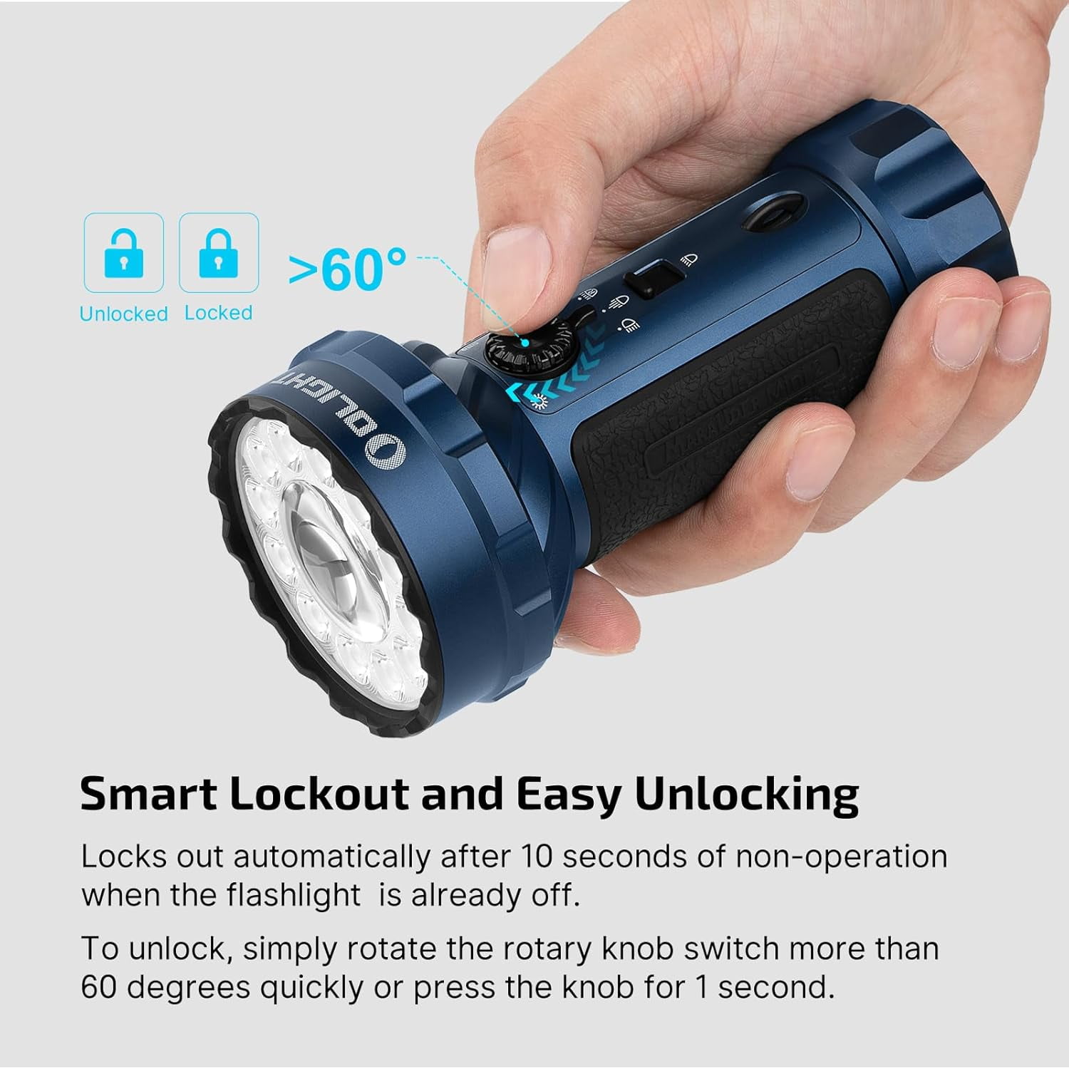 OLIGHT Marauder Mini 2 Bright Flashlight 10,000 Lumen with 750 Meters Beam Distance, Rechargeable Light with Dual Charging & 5 Lighting Modes for Outdoor, Camping, Emergencies (Midnight Blue)