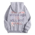 thumbnail image 4 of Women Sweatshirts Women's Hoodies Sweatshirts Stylish Letter Print Hooded Long Sleeve Casual Sports Hoodie for Everyday Comfort Light Gray 2XL, 4 of 6