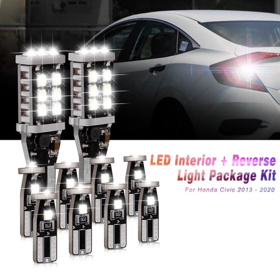 Auto Led Trunk Brake Turn Signal Bulb Car Led Parking Tail Lights Reverse Lamp License Plate Light (T15-W16W-2835-15SMD+4 Pairs T10-3030-3SMD)
