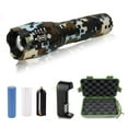 thumbnail image 1 of 2pc G1000 Military Tactical Flashlight 5 Modes Zoomable Adjustable Focus - Ultra Bright LED Tactical Flashlight - Full Kit (Camo Dark Brown), 1 of 4