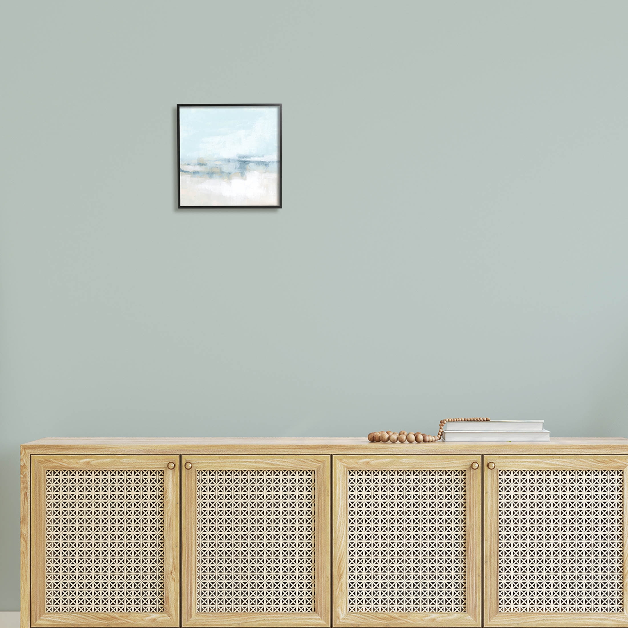 Stupell Industries Abstract Cloudy Landscape Blue Fog Painting Black Framed Art Print Wall Art, Design by June Erica Vess