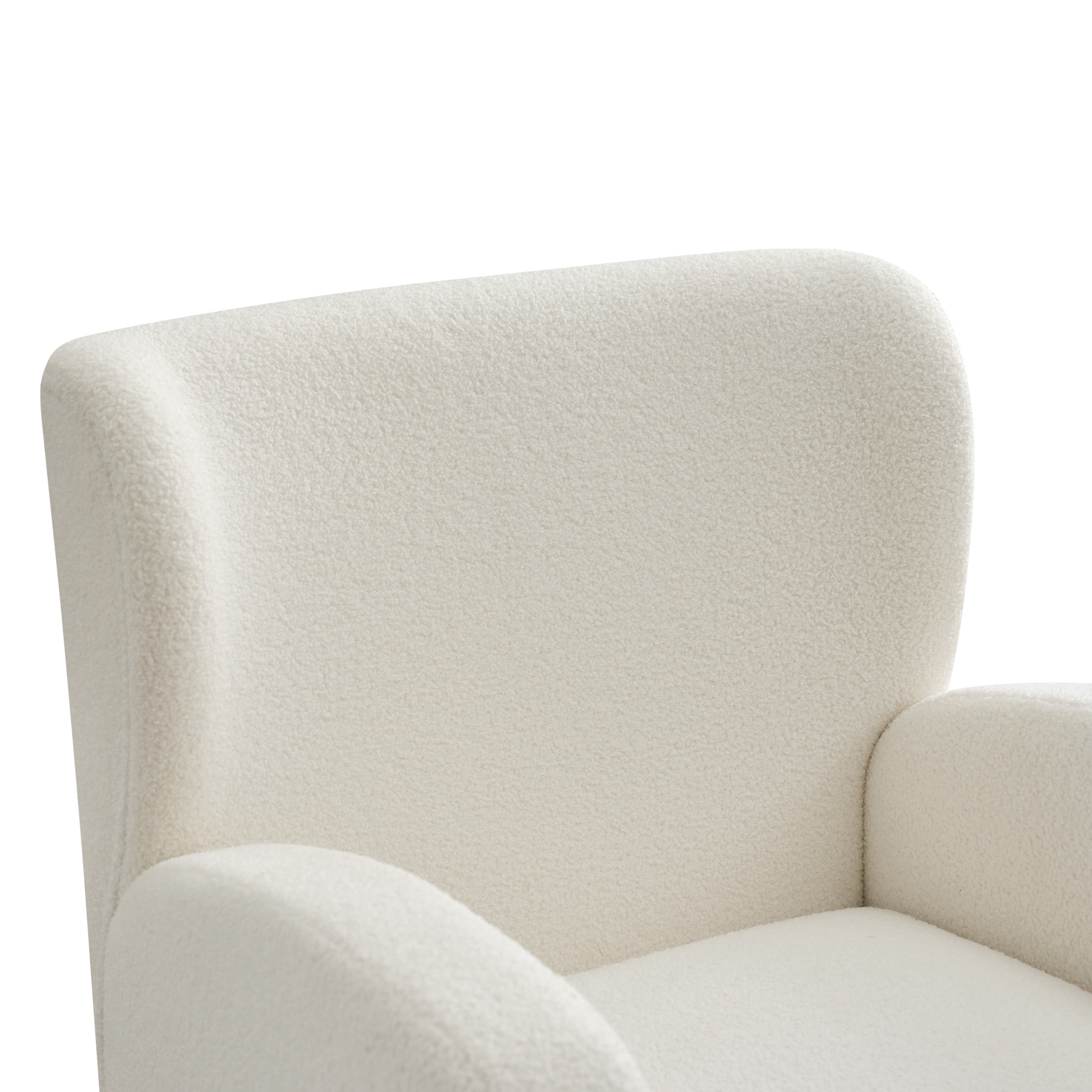 Modern Wingback Lounge Chair with Soft Fabric & Solid Wood Legs, Beige