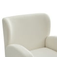 thumbnail image 6 of Modern Wingback Lounge Chair with Soft Fabric & Solid Wood Legs, Beige, 6 of 11