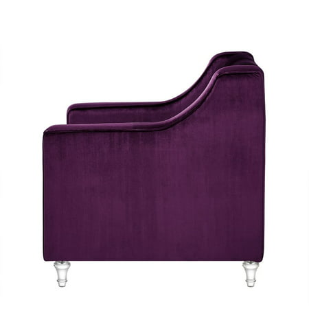 Jackson Purple Velvet Club Chair Button Tufted Lucite Acrylic