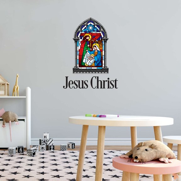 Christ Wall Decal Jesus Christ Christian Home Decal Vinyl Art Spiritual Religious Living Room Decoration - Size: 16 In X 20 In