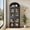 black-glass door, variant on Tall Arched Bookcase Cabinet – 6-Tier Storage Display with 2 Glass & 2 Wooden Doors – Freestanding Entryway Organizer for Living Room, Kitchen, or Office – Black Exterior 2 Glass 2 Wooden Doors