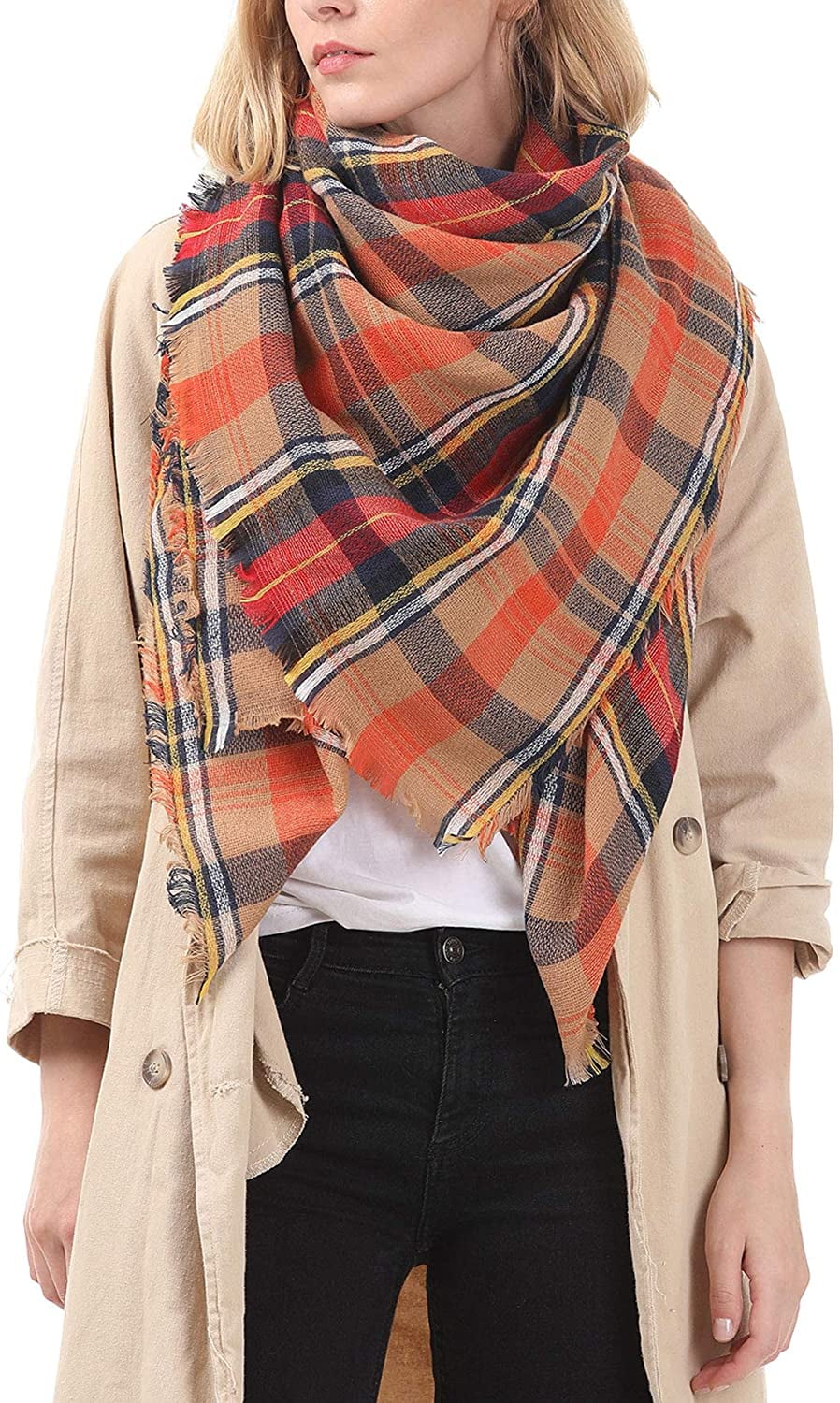 Large pashmina shawl Checkered cashmere scarf for women Oversized stole Tartan blanket scarf Wool wrap Birthday Christmas gifts for her