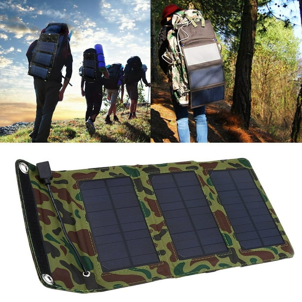 Herwey 5W 5V Chargeur de panneau solaire portable pliable étanche Banque de puissance  mobile extérieure USB, chargeur solaire portable, chargeur solaire étanche  