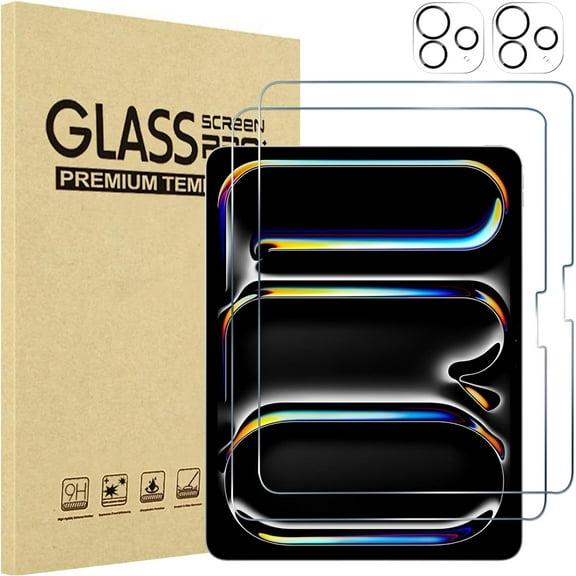 ProCase 2 2 Pack Screen Protector for iPad Pro 11 inch 2024 (M4) A2836 A2837 A3006 with Camera Lens Protector, Tempered Glass Film for iPad Pro 11" 5th Gen -2Clear