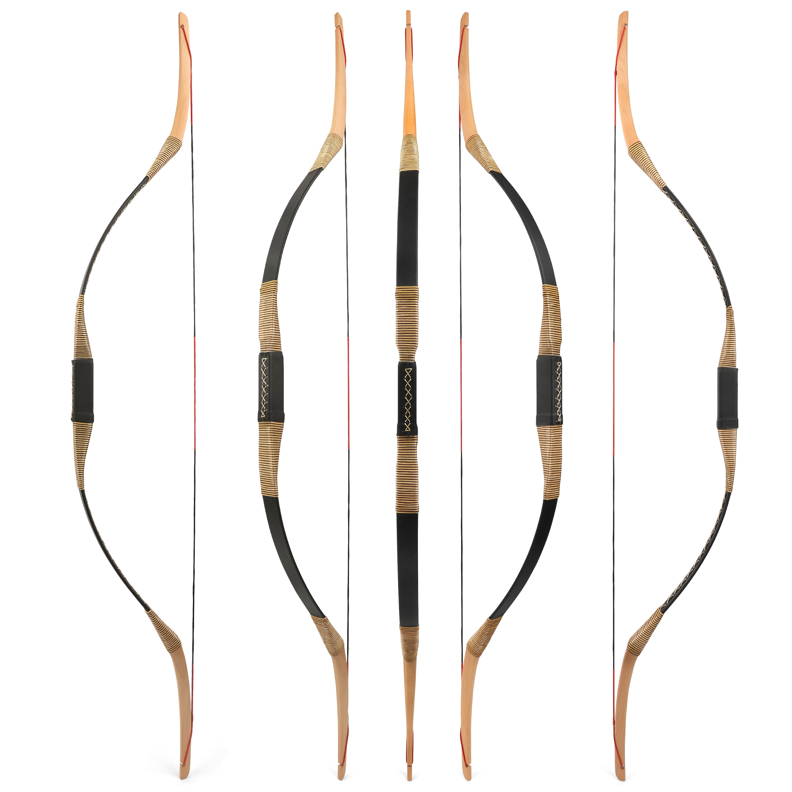 AME Archery 20-35 lbs Traditional Recurve Bow Takedown Wood Horsebow Kit Hunting LH RH（only bow 35lbs）