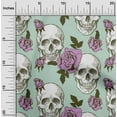thumbnail image 2 of oneOone Rayon Light Green Fabric Skull Dress Material Fabric Print Fabric By The Yard 56 Inch Wide, 2 of 5