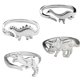 thumbnail image 2 of Anillo de metal Dinosaurio Moda lindo abierto geométrica Animal Anillo japonés y coreano Joyería de moda (4 anillos en un paquete), 2 of 7