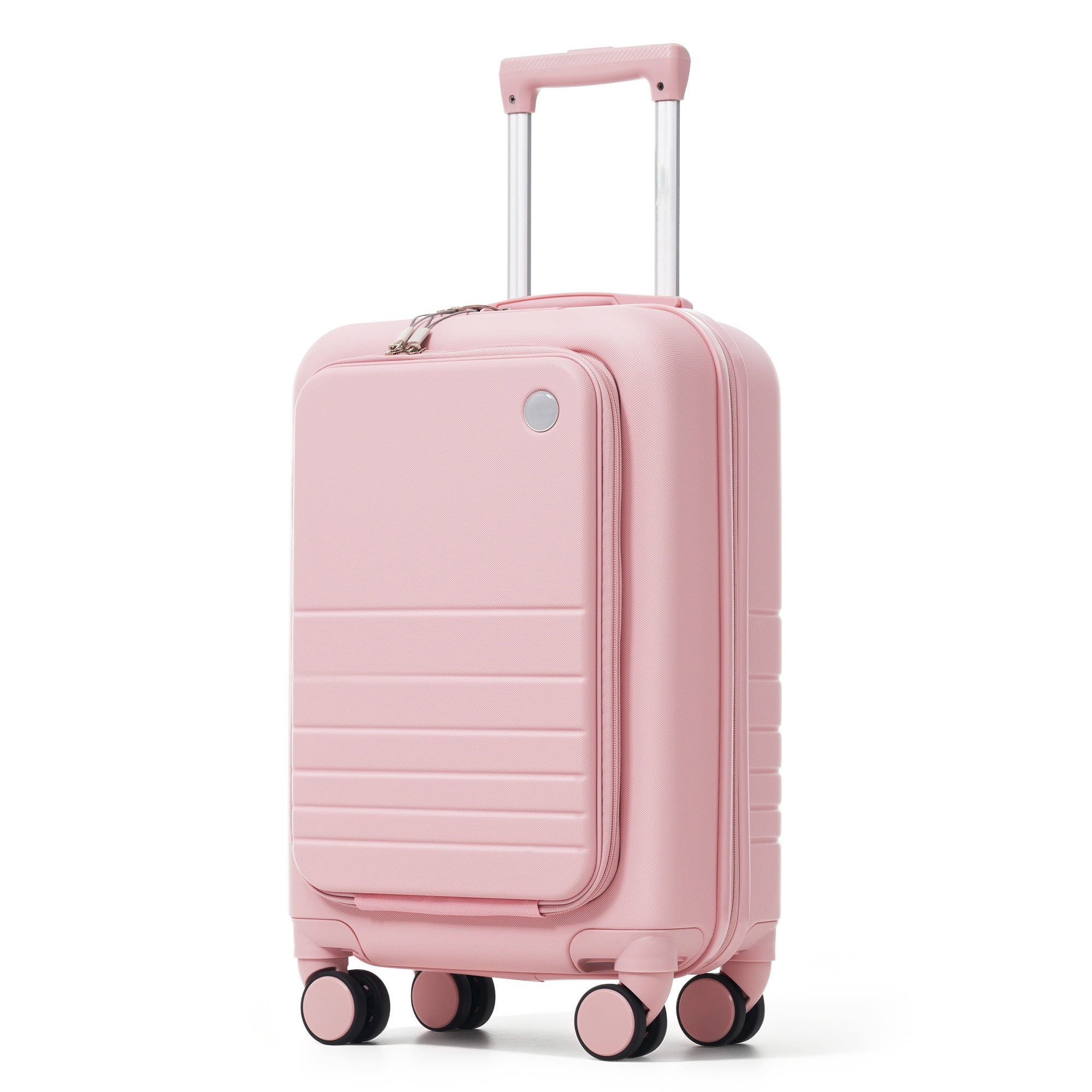 Euroco 4 Piece Luggage Sets, 20" Carry On Luggage with Front-Opening & Cup Holder, 20/28inch Hardside Suitcase Set with USB Charging Ports,TSA Lock & Spinner Wheels for Travel,Pink