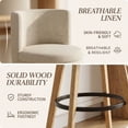 thumbnail image 4 of Dayalane Modern Bar Stools Set of 2, 26" Swivel Counter Height Bar Stools with Barrel Back, Linen Upholstered Barstools with Wood Legs for Kitchen Island, Dining Room, Home Bar，Beige, 4 of 15