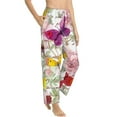 thumbnail image 2 of Balery Butterflies and Vintage print Women's Pajama Pants,Ultra Lightweight Pjs,Lounge Pant-Medium, 2 of 9