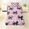 thumbnail image 4 of Erosebridal Black Pink Polkadots Bow Twin Sheet Sets for Girls, Dreamy Princess Bedding, 3 Pieces, 4 of 6