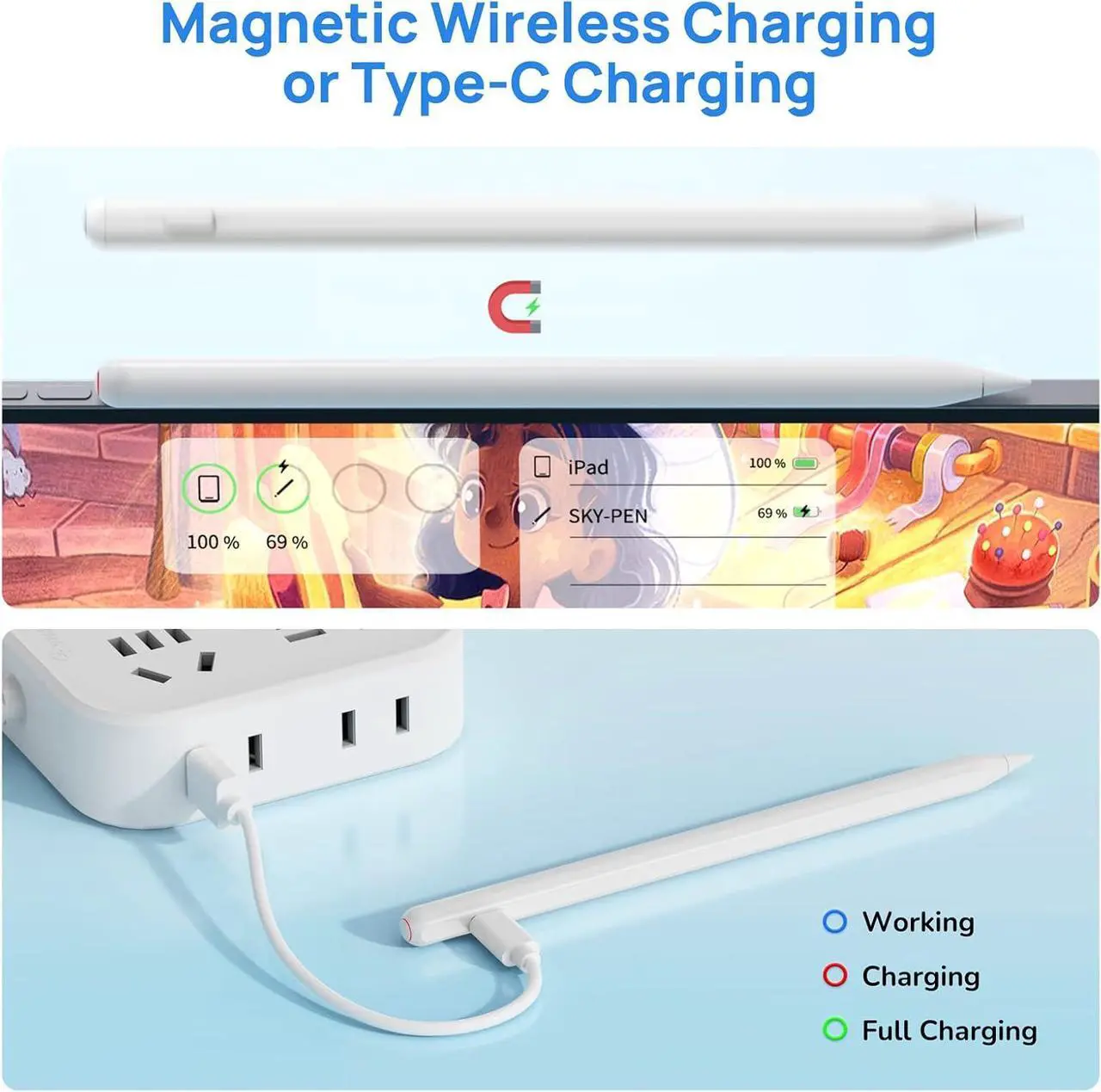 Stylus Pen for iPad with Wireless Charging - Zspeed iPad Pencil Almost as Apple Pencil 2nd Generation Compatible with iPad Air 5/4, iPad Mini 6, iPad Pro 13"/11" 3/2/1, iPad Pro 12.9" 6/5/4/3