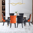 thumbnail image 3 of LegaHome Dining Room Chairs Set of 6, Modern Upholstered Velvet and PU Leather Dining Chair with Nailhead Trim and Solid Wood Legs, Tufted Button Padded Kitchen Dining Chairs Set, Orange&Black, 3 of 11