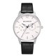 thumbnail image 1 of Reloj de pulsera de cuarzo de negocios con esfera redonda para hombre y mujer de cuero de PU informal de moda (hombre plateado), 1 of 3