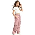 thumbnail image 7 of Tfken Child Soft Comfy Pants School Daily Wear Girls Cargo Pants With Pockets School Uniform Loose Trendy Kids Casual Clothes Size 7-8 Years White, 7 of 7