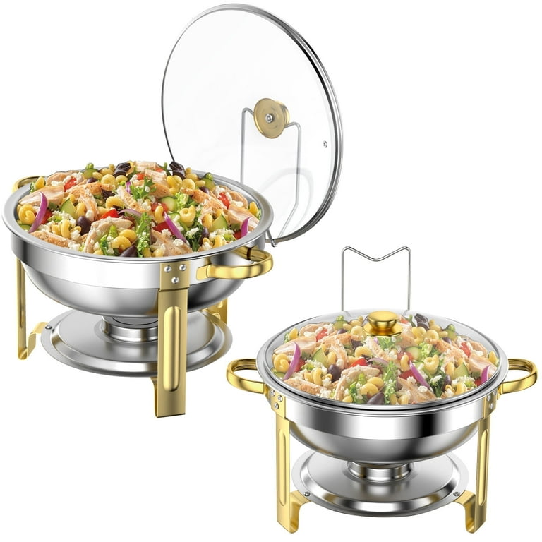 Tinana Round Chafing Dish Buffet Set 2-Pack Stainless Steel photo 6