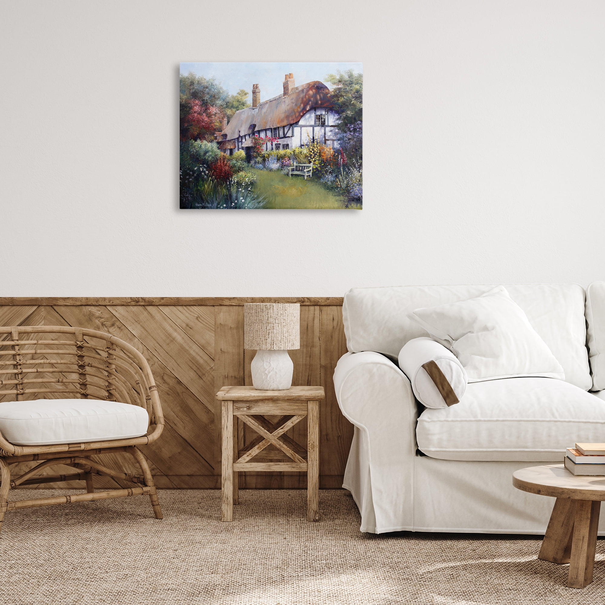 Stupell Industries Budding Cottage Garden Buildings & Architecture Painting Wrapped Canvas Art Print Wall Art, 30 x 24