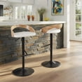 thumbnail image 2 of Grotto Adjustable Bar Stool, Black Bar Stools, Bar Chairs, Swivel Bar Stools, Bar Stools Set of 2, Bar Stools for Kitchen Counter (Zebra Wood, White), 2 of 7