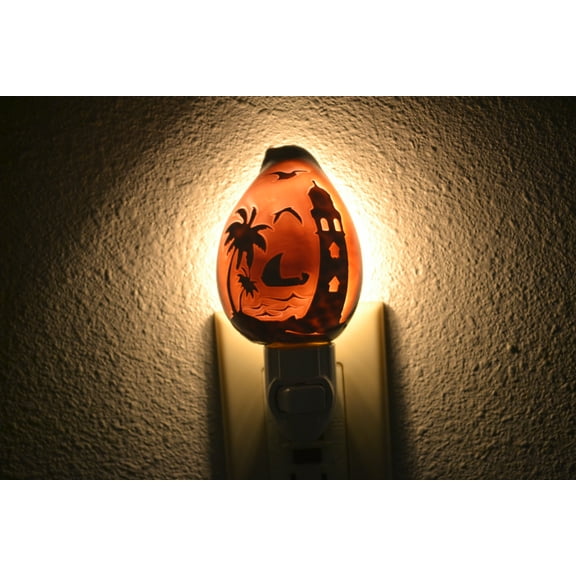 Lighthouse Purple Cowrie Seashell Shell Nightlight