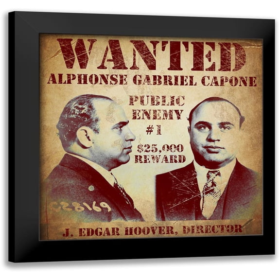 Vintage Apple Collection 12x12 Black Modern Framed Museum Art Print Titled - Al Capone Wanted Poster