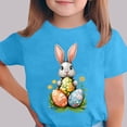 thumbnail image 1 of Blusas y camisas de manga corta con cuello redondo Camiseta estampada de manga corta de Pascua para niños Cuello redondo Manga corta Casual Versátil Para niñas Niños Top de poliéster, 1 of 5