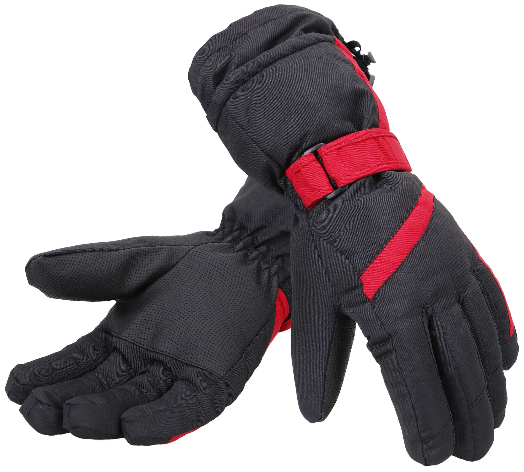 Women 3M Thinsulate Lined Waterproof Snowboard / Ski Gloves,S,Black Red