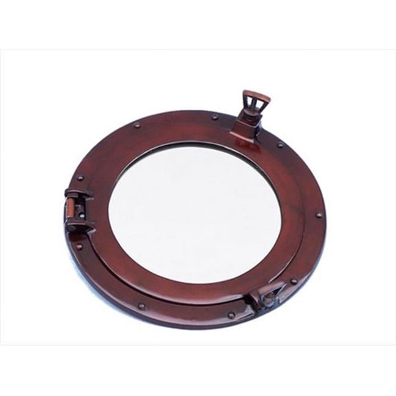 Handcrafted Model Ships  Deluxe Class Antique Copper Porthole Mirror 12 in. Decorative Accent
