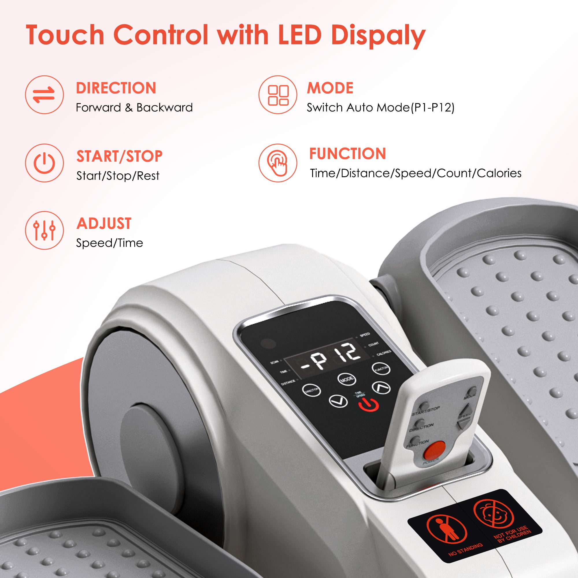Acpouw Under Desk Elliptical Machine for Seniors & Rehab – 12 Speeds, Remote, Silent, Bidirectional Pedals