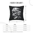 thumbnail image 4 of Square Decorative Throw Pillow Covers with Core, Helmet Wearing Skull Print Throw Pillows for Couch Sofa Bed Home Decor, 18"x18", 4 of 9