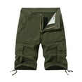 thumbnail image 2 of hoksml Men Cargo Shorts Casual Solid Color Multiple Pockets Zipper Button Elastic Waist Drawstring Leg Workwear Shorts, Outdoor Hiking Travel Shorts 2025 Summer Clearance, 2 of 3