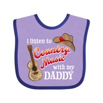 Inktastic I Listen to Country Music with My Daddy Guitar and Hat Boys or Girls Baby Bib