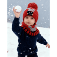thumbnail image 5 of Baby Kids Winter Warm Hats, Infant Toddler Children Pom Pom Beanie Knit Cap Girls Boys-2 piece, 5 of 14