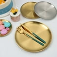 thumbnail image 4 of Stainless Steel Fruit Meat Gold Silver Tableware Shallow Tray Metal Dining Disc Round Plate Bone Spitting Dish gold 23CM, 4 of 6