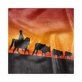 thumbnail image 1 of Cattle Decorative Satin Napkins Set of 4, Silhouette Farm Theme Cowboy Man Riding Horse Cow Herd in the Ranch, Square Fabric Party & Dinner Napkin, 18", Vermilion Orange Black, by Ambesonne, 1 of 2