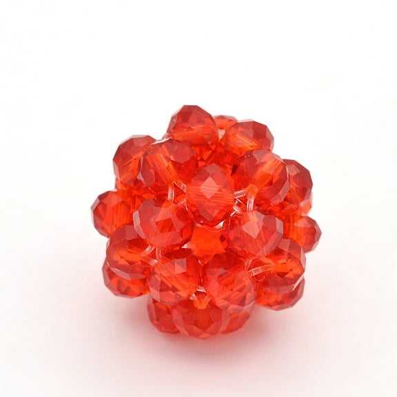 Transparent Glass Crystal Round Woven Beads Cluster Beads Red 22mm Beads: 6mm