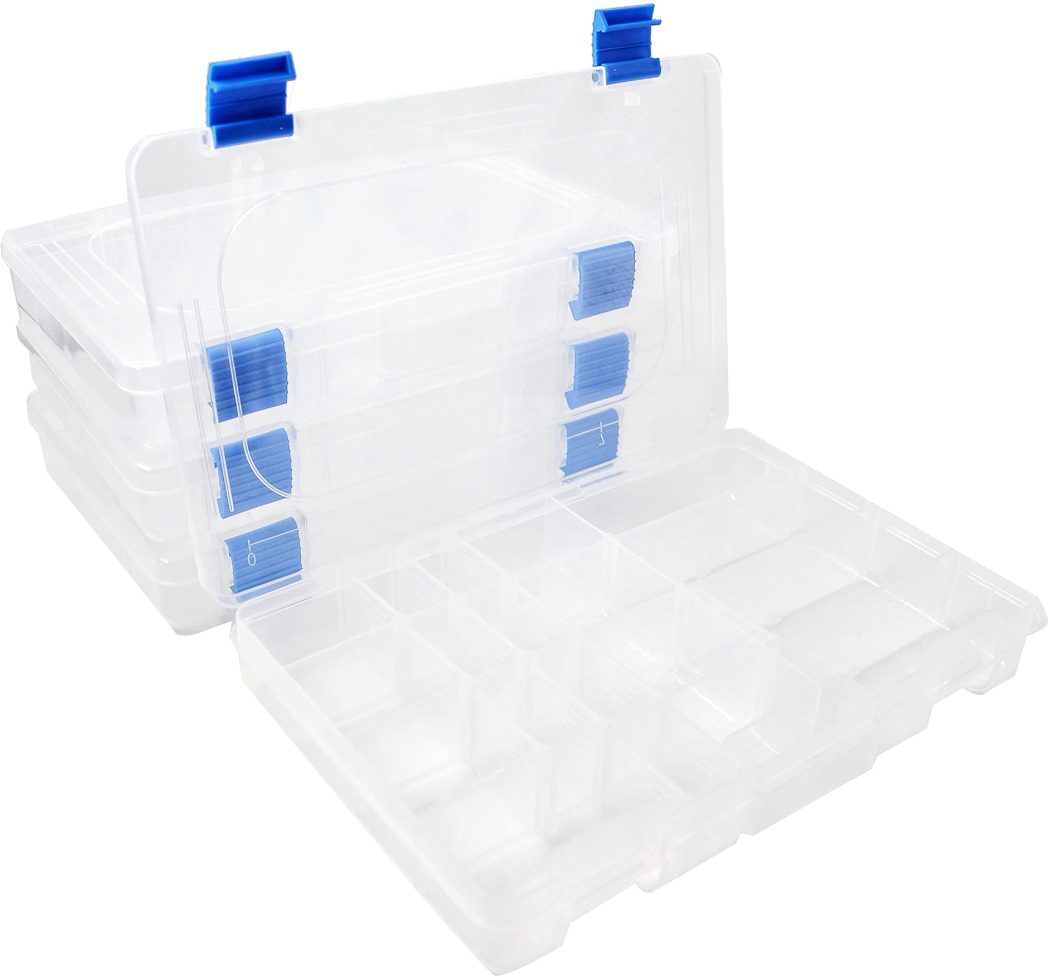 Medium Plastic Fishing Tackle Box Storage Organizer 3600 With Adjustable Dividers Tray Parts Crafts Case 4 Pack
