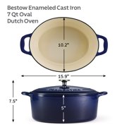 Tramontina Bestow 7-Quart Enameled Cast Iron Oval Dutch Oven with Lid, Gradated Cobalt, Oven-Safe