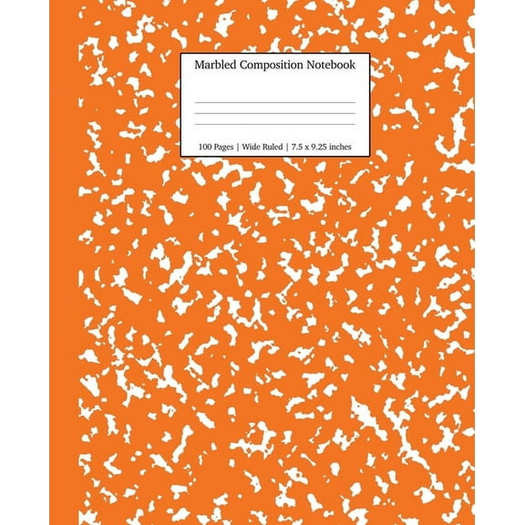 School Essentials Marbled Composition Notebook: Pumpkin Marble Wide Ruled Paper Subject Book, Book 11, (Paperback)